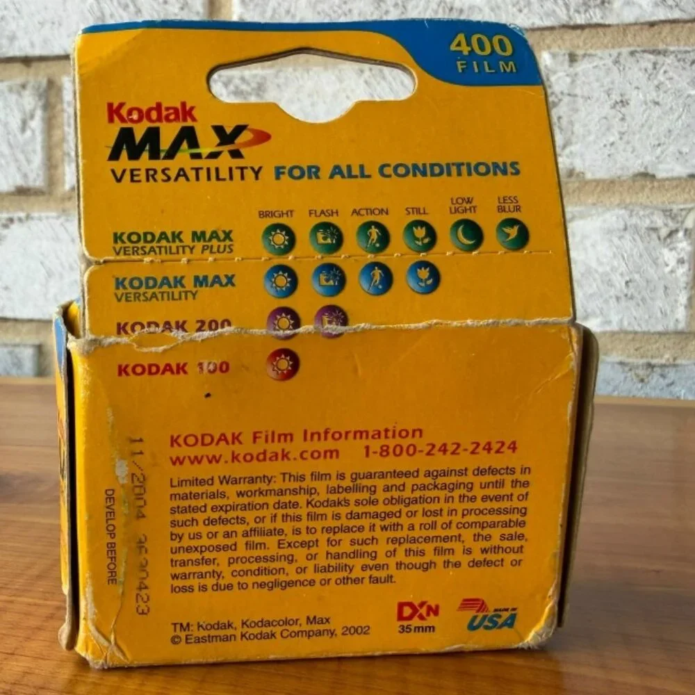 Kodak MAX Versatility 400 Film 2 Rolls 24 Exposures (EXP 11/2004)